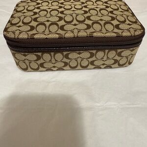 Vintage Coach Signature Canvas Travel Jewelry Case in Brown and Tan